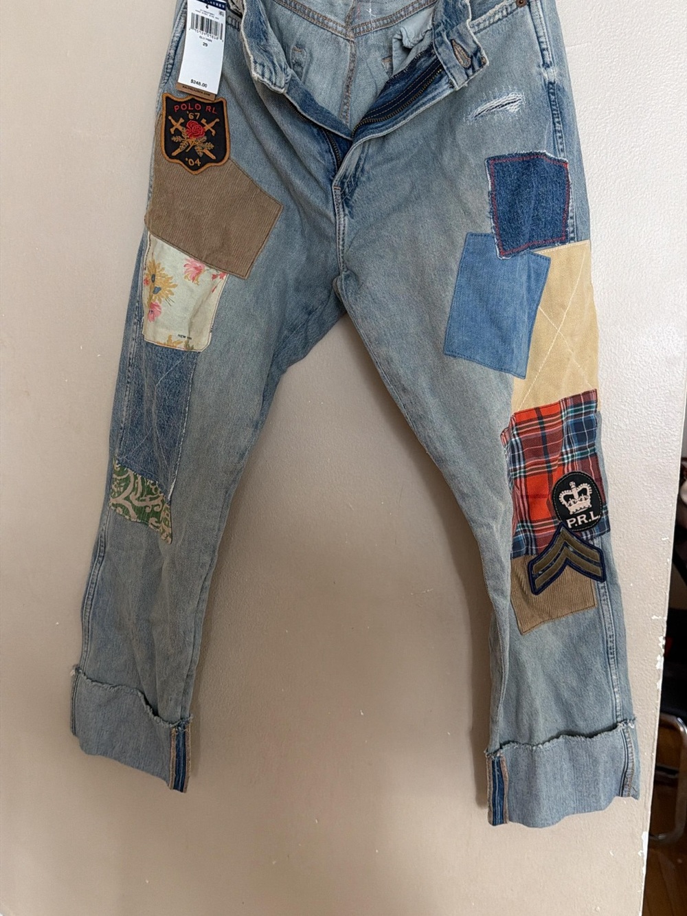 Ralph Lauren Light Blue Patchwork Relaxed Jeans